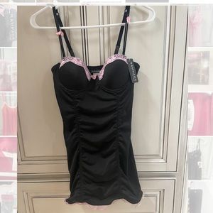 NWT Rampage intimates size small black babydoll with pink lace